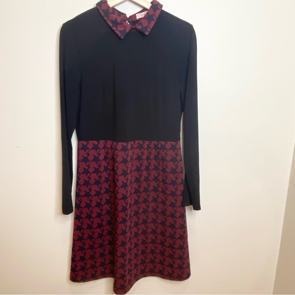 Traffic People Dress Star / Gingham Pattern Black Wine Large